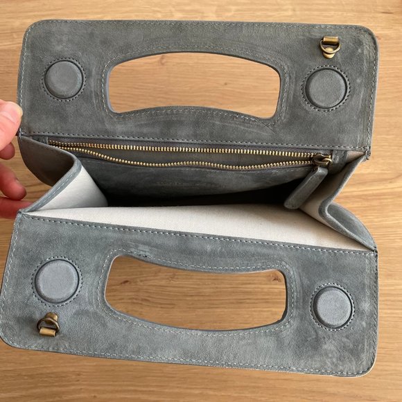 NWT!! gorgeous CREATURES OF COMFORT Gilda Bag - Suede Grey/ Blue - Picture 4 of 12